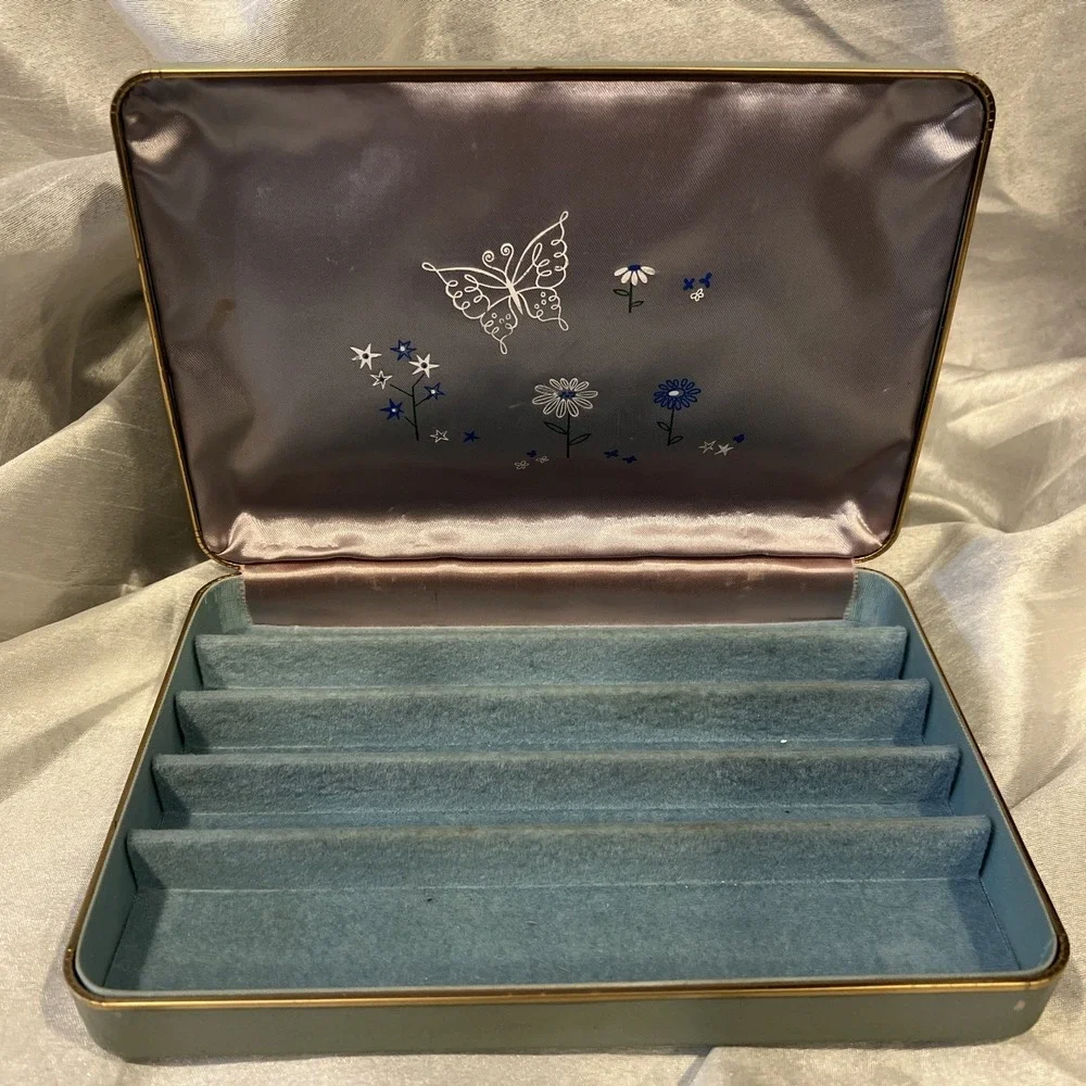 Farrington Vintage Clamshell Jewelry Case 60s‎ Travel USA Classic Blue 8.5